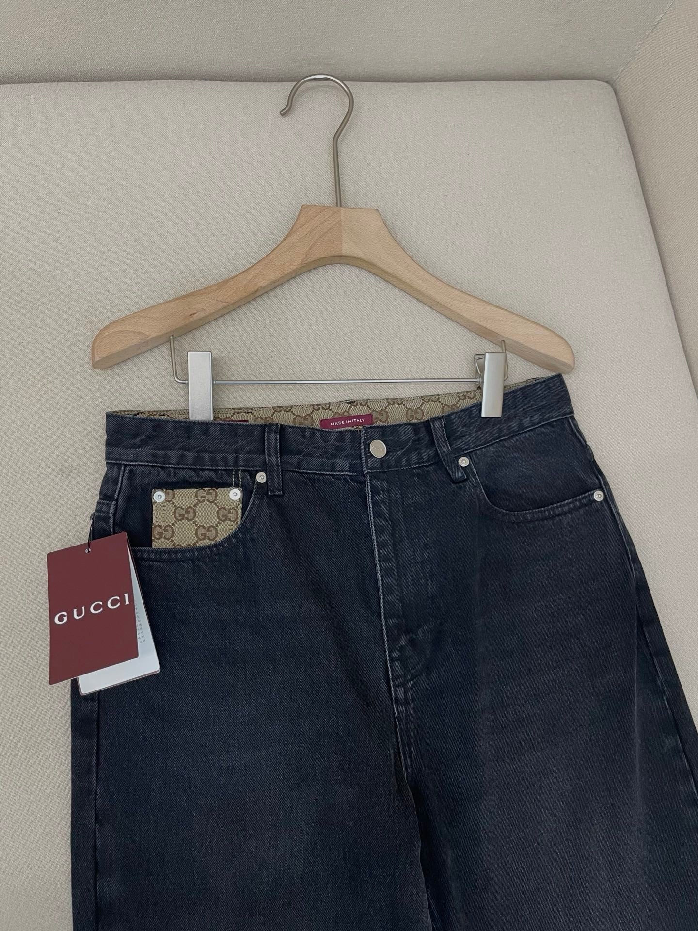 Gucci Washed Cotton Denim Trousers