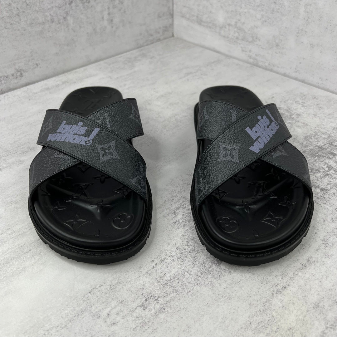 Louis Vuitton Slides "Black-Grey"