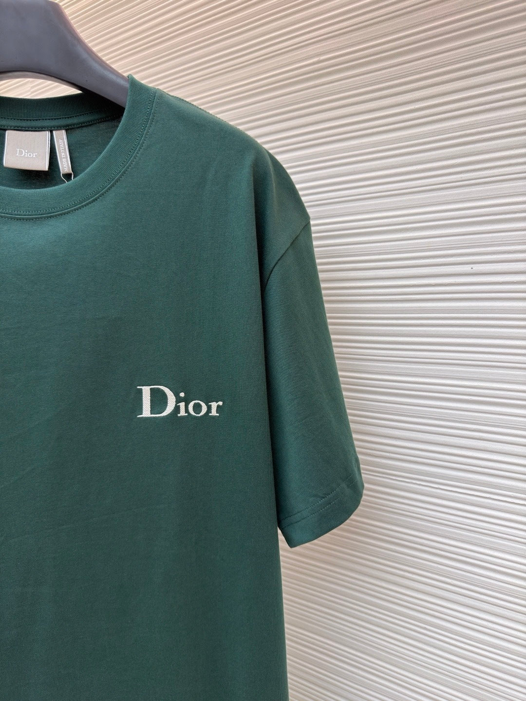 Dior T-Shirt with Dior Embroidery "Green Cotton Jersey"