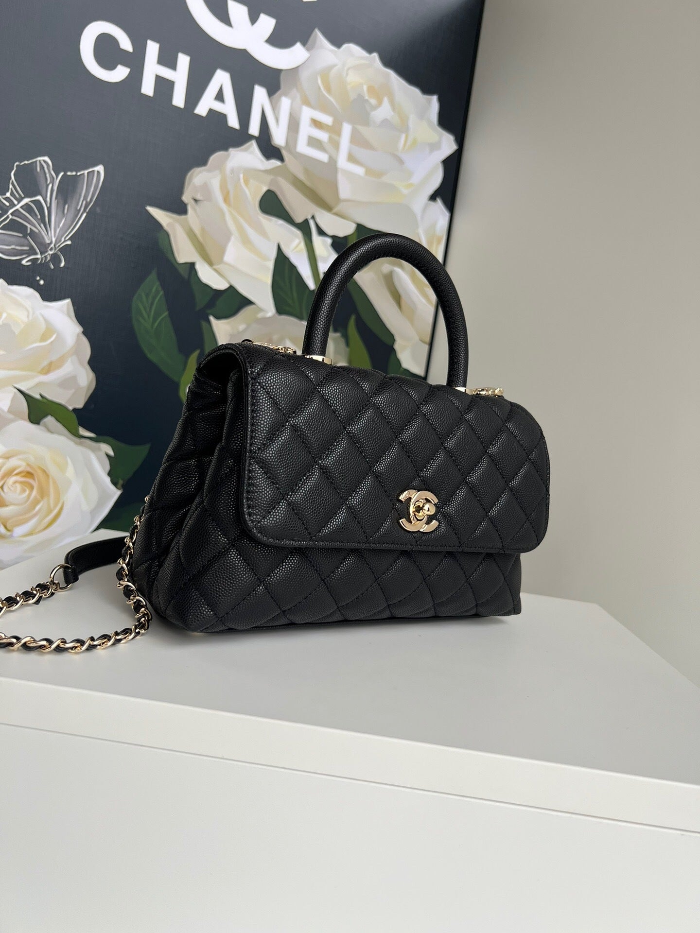 Chanel Cavier Leather Large Flap Bag With Top Handle