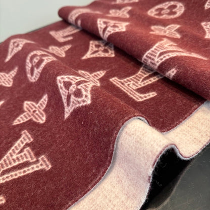 Louis Vuitton Monogram Shadow Scarf "Burgundy"