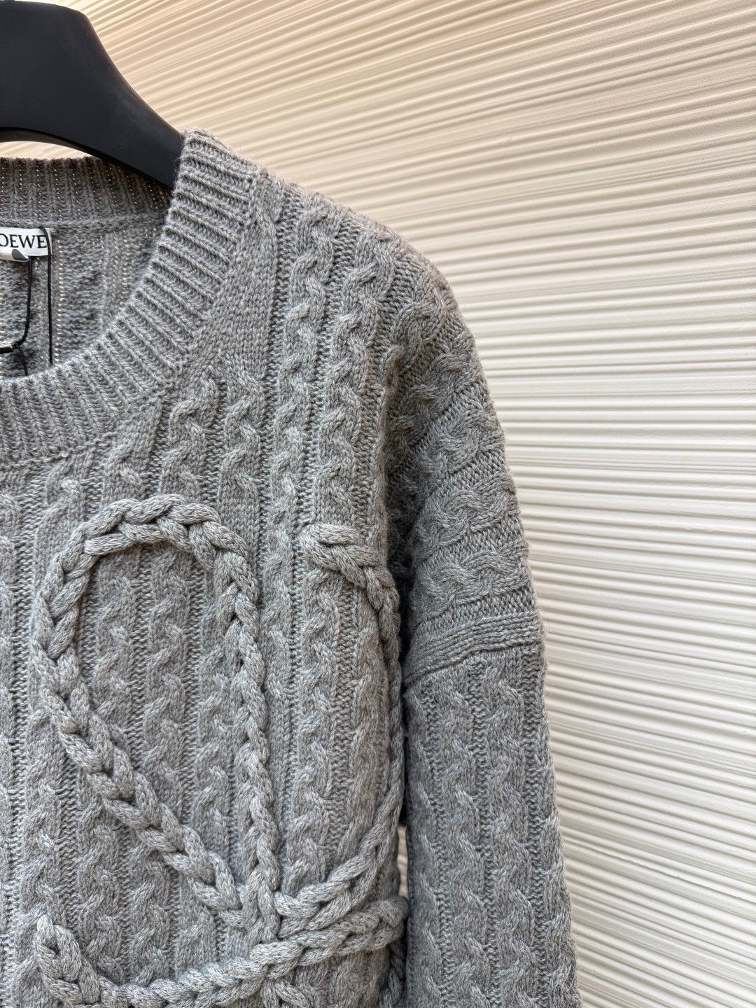 Loewe Cable Knitted Anagram Sweater "Grey"