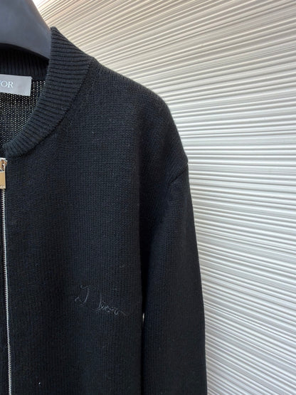 Dior Ribbon Blouson Jacket "Black Wool Jersey"