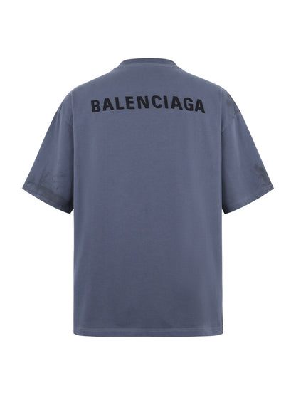 Balenciaga Back T-Shirt "Faded Dark Blue-Black"