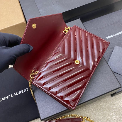 Saint Laurent Cassandre Envelope Chain Wallet in Patent Leather