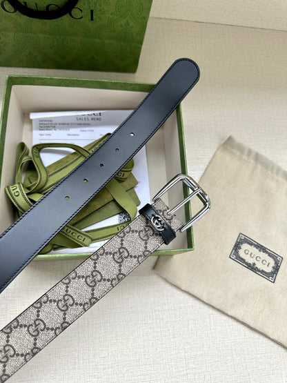 Gucci Belt with Interlocking G Detail "Beige"