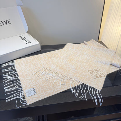 Loewe Anagram Wool and Cashmere Scarf "Cream"
