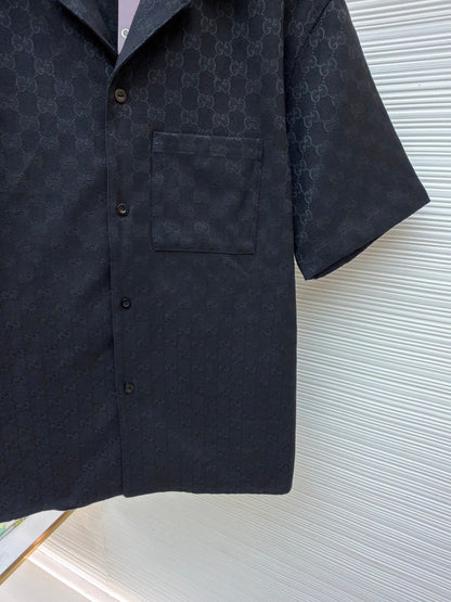 Gucci GG Canvas Linen Blend Bowling Shirt "Black"