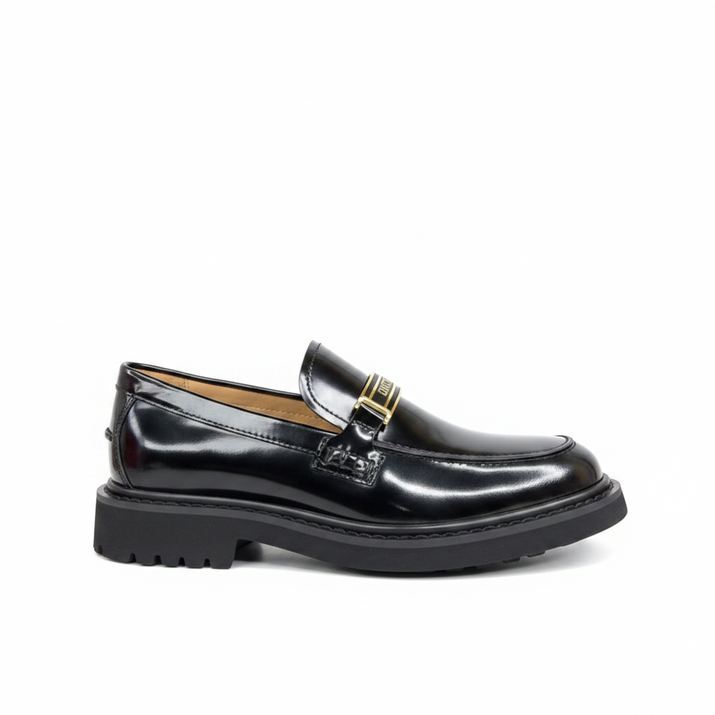 Dior Leather Loafers "Black-Gold"