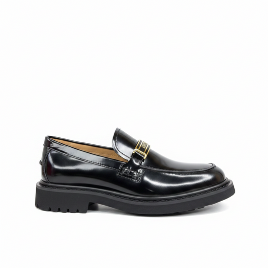 Dior Leather Loafers "Black-Gold"