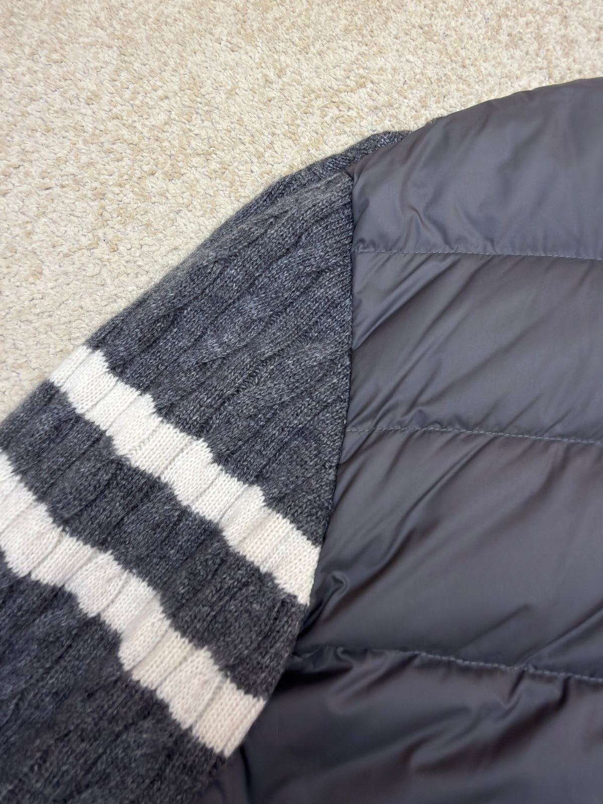 Moncler Padded Wool Zip-up Down Cardigan "Gray"