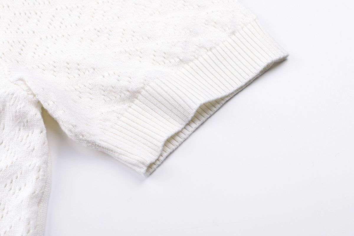 Fendi Cotton and Viscose Tricot Polo Shirt "White"