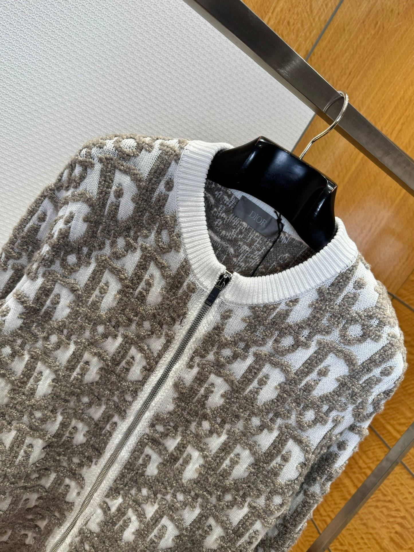 Dior Oblique Cardigan "White Wool Blend Fabric with Oblique pattern"