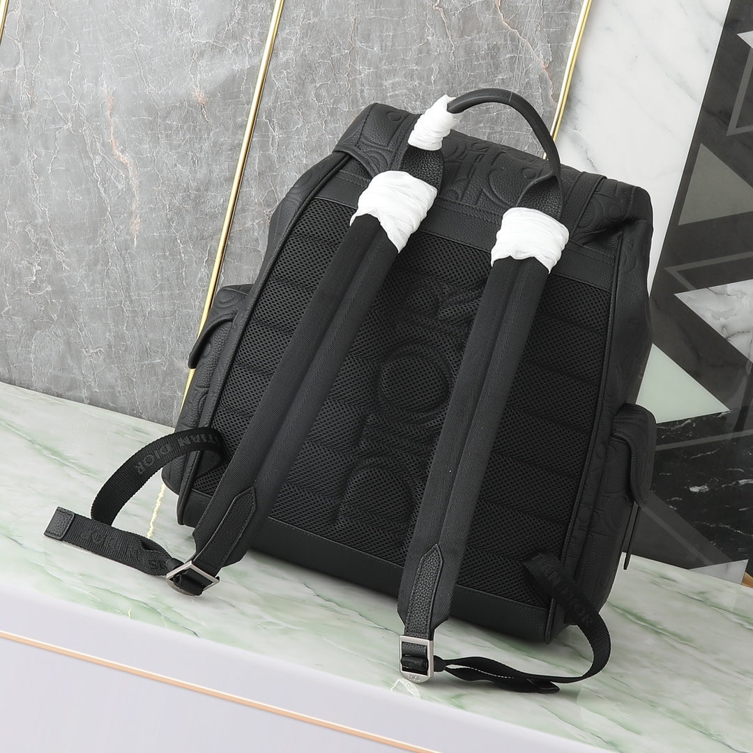 Dior Hit The Road Backpack with Flap "Dior Gravity Leather and Black Grained Calfskin"
