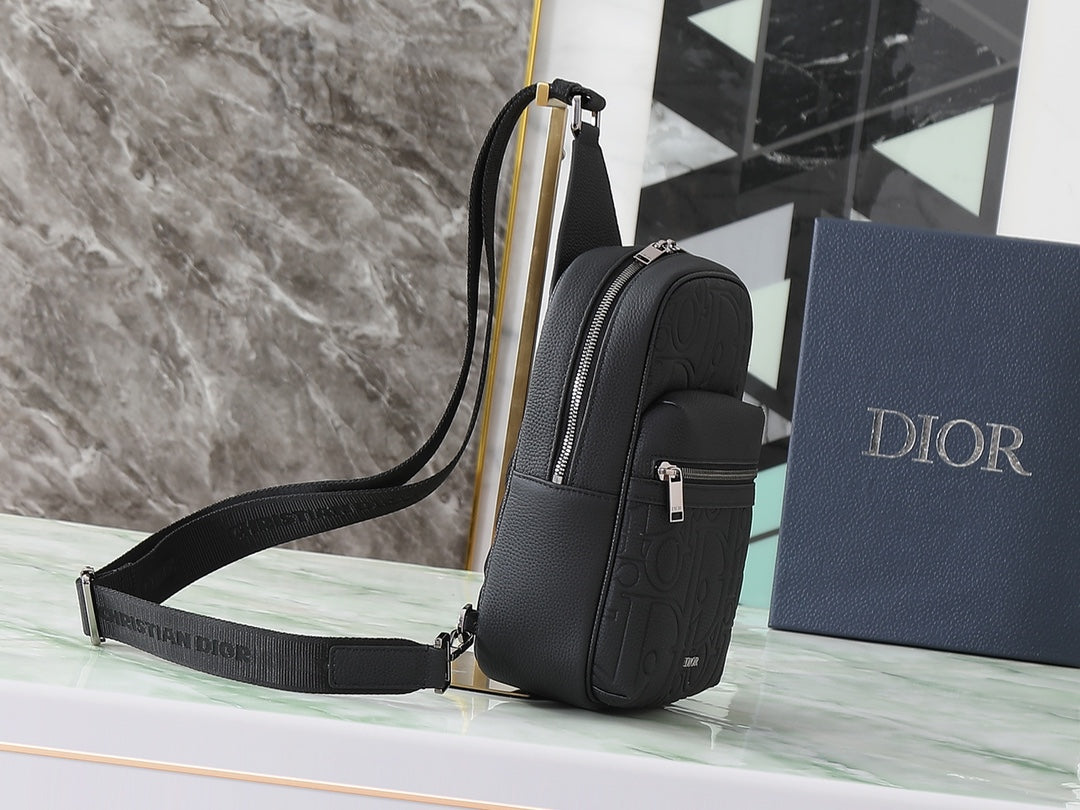 Dior Rider Sling Bag "Black Dior Gravity Grained Leather and Black Grained Calfskin"
