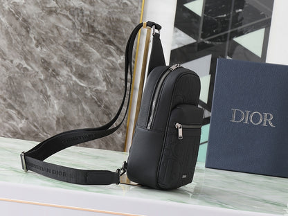 Dior Rider Sling Bag "Black Dior Gravity Grained Leather and Black Grained Calfskin"