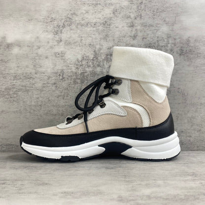 Chanel Interlocking CC Sock Sneakers "Beige-White-Black"