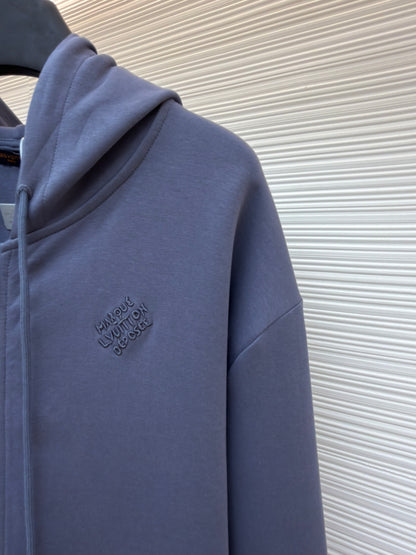 Louis Vuitton Embroidered Zipped Jersey Hoodie "Slate Gray"
