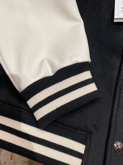 Chrome Hearts Timmy Varisity Leather Jacket "Black-White"