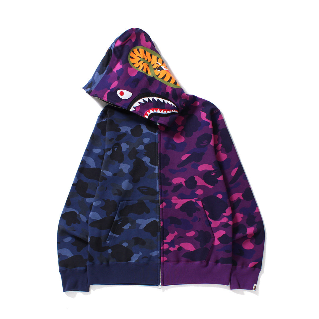 BAPE Colour Camo Separate Shark Full Zip Hoodie "Navy/Purple"
