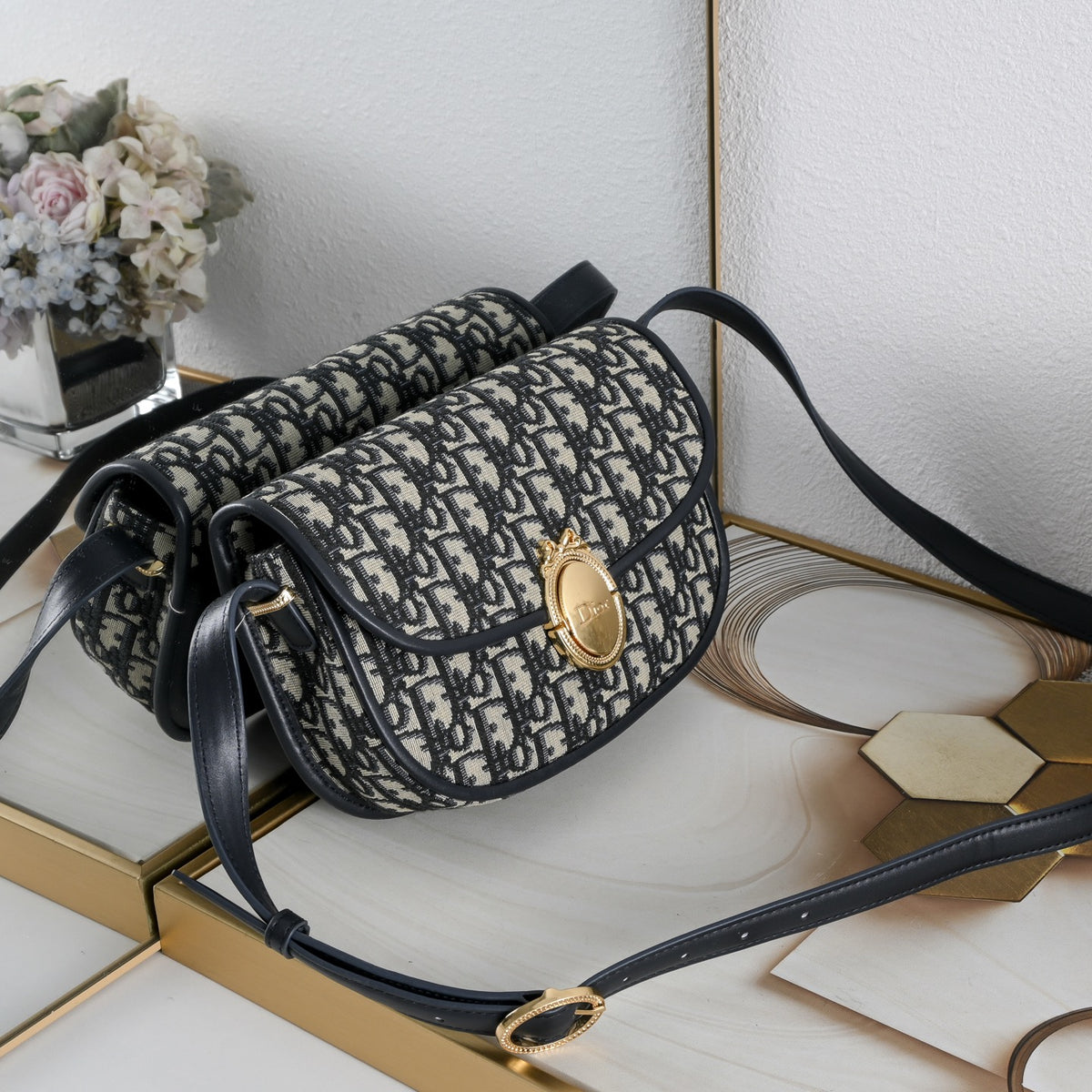 Dior Medium Dior Médaillon Flap Bag "Beige Dior Oblique Jacquard"