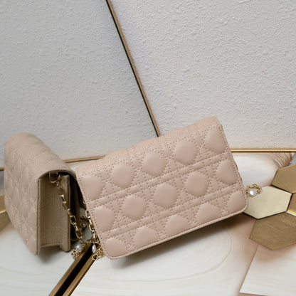 Dior My Dior Daily Pouch with Chain "Powder Beige Cannage Lambskin"