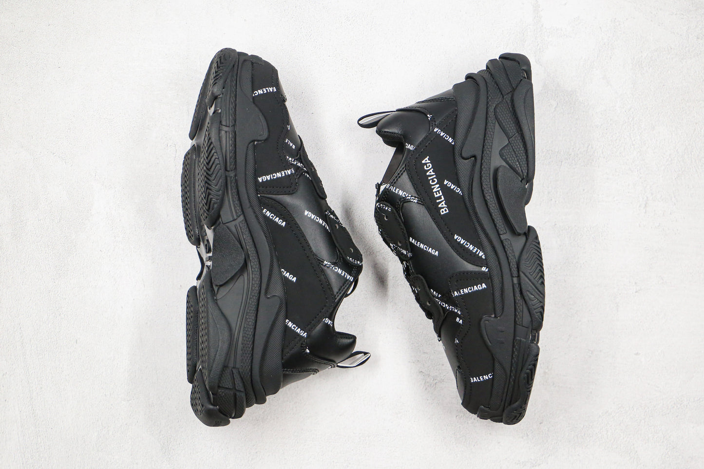 Balenciaga Triple S "Black-White All Over Logo"