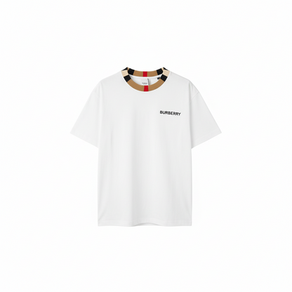 Burberry Icon Stripe Trim Cotton T-Shirt  "White"