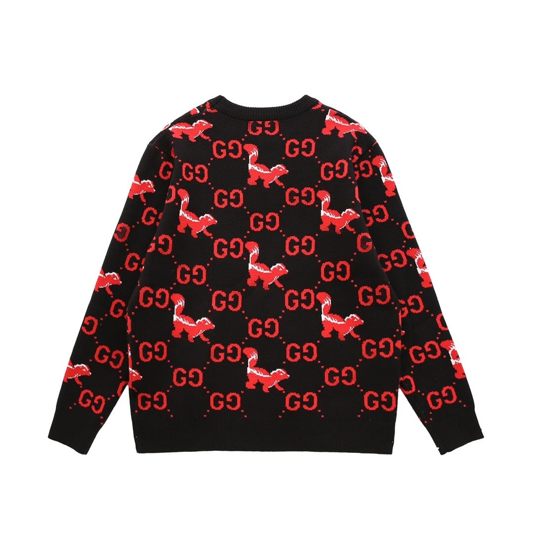 Gucci GG and Skunk Sweater "Black-Red"