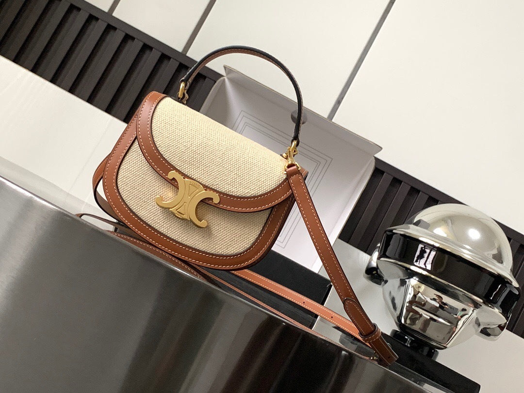 Celine Mini Besace Clea in Canvas and Calfskin