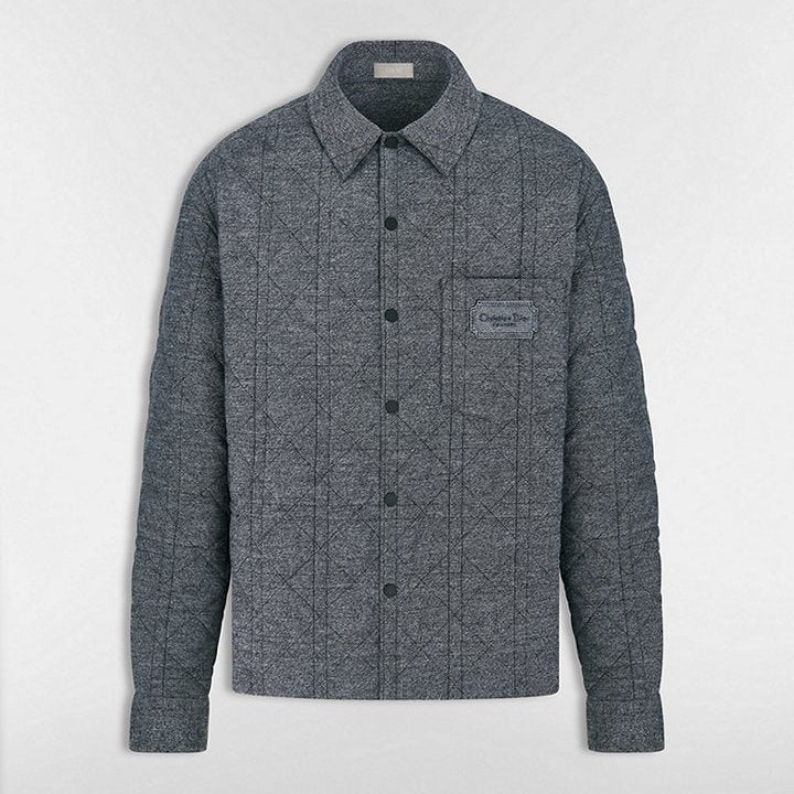 Dior Cannage Overshirt with Christian Dior Couture Embroidery "Gray Cotton Flannel"