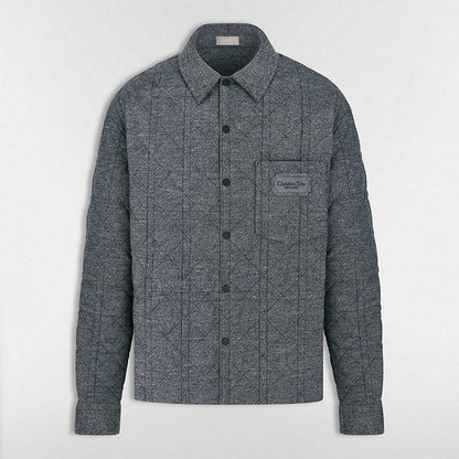 Dior Cannage Overshirt with Christian Dior Couture Embroidery "Gray Cotton Flannel"