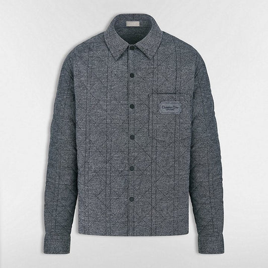 Dior Cannage Overshirt with Christian Dior Couture Embroidery "Gray Cotton Flannel"