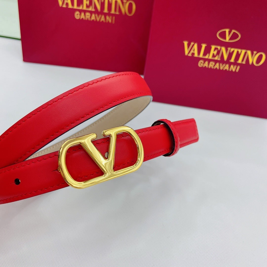 Valentino VLogo Signature 20mm Leather Belt "Red"