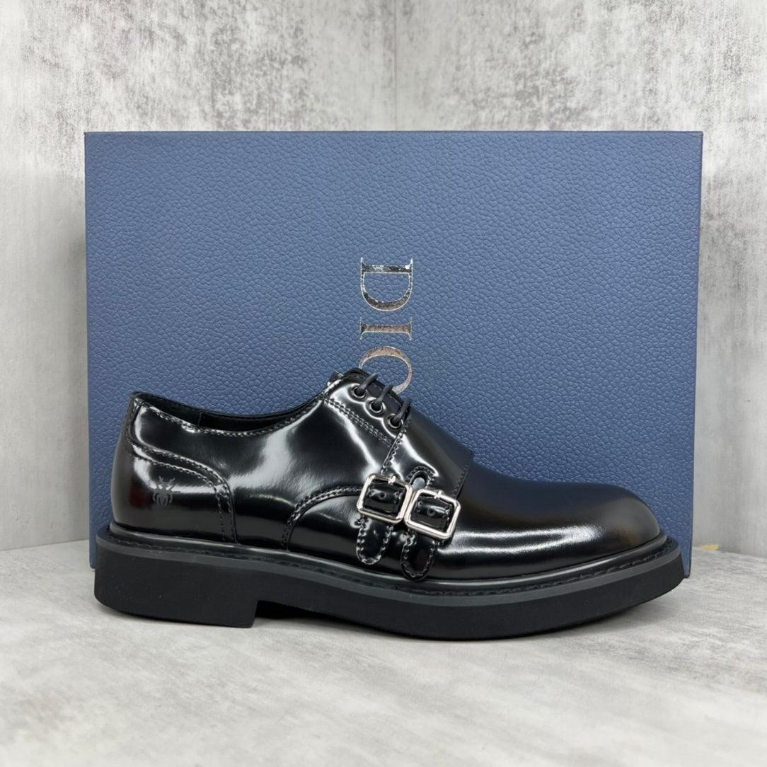 Dior Leather Derby Monk Strap Shoes "Black"
