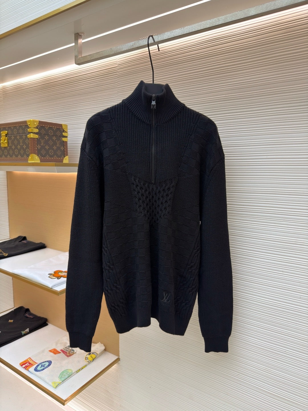 Louis Vuitton Half-Zip Knitted Signature Pullover "Black"