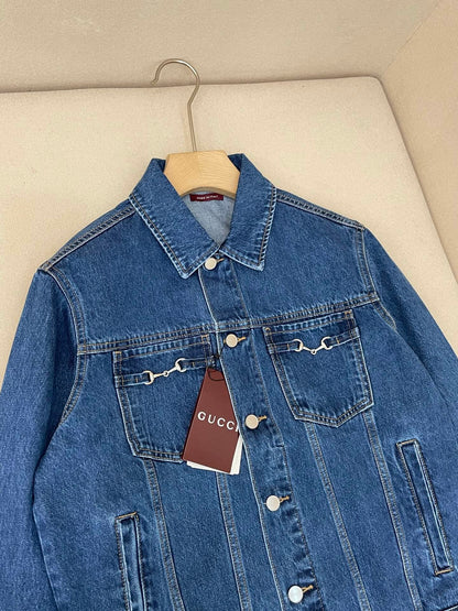 Gucci Cotton Denim Jacket with Horsebit