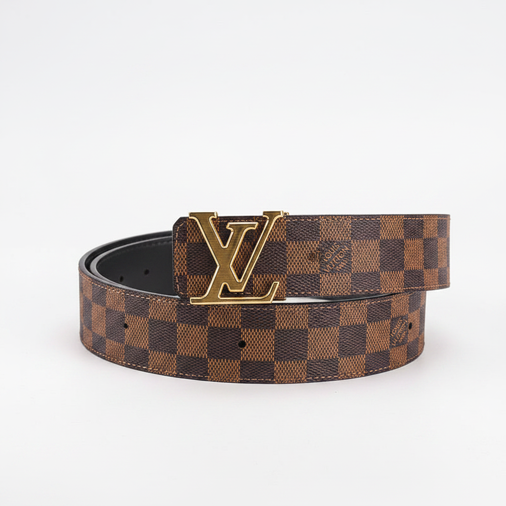 Louis Vuitton Initiales Leather Belt "Brown-Gold"