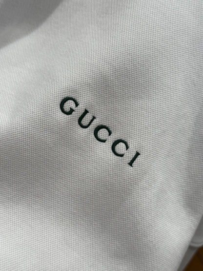 Gucci Cotton Piquet Sweatshirt with Web "White"