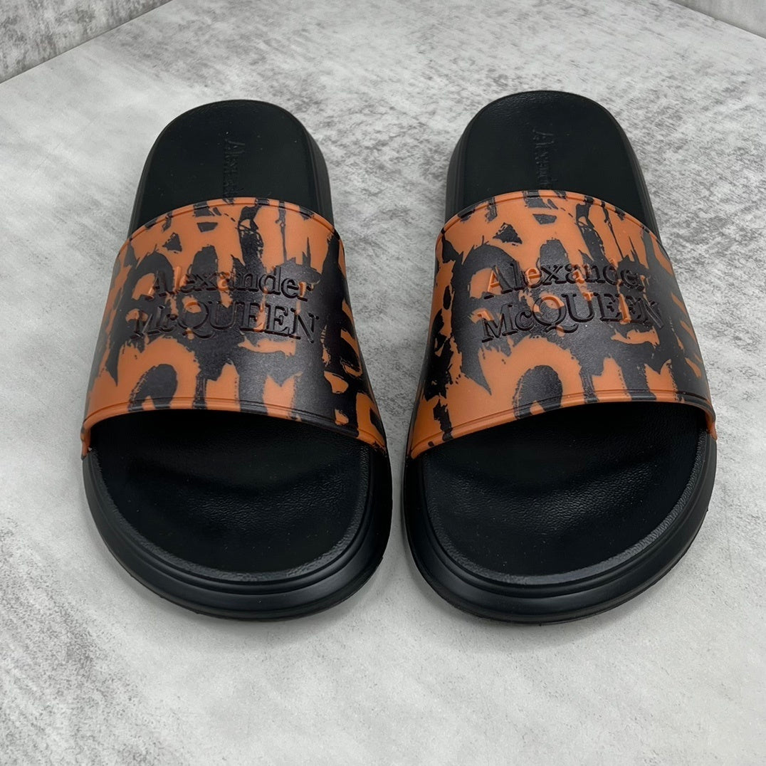 Alexander McQueen Slides "Burnt Orange-Black"