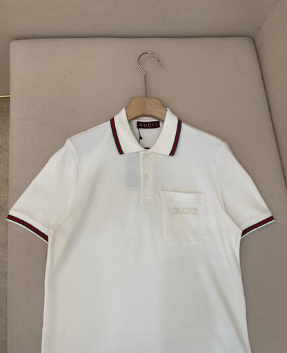 Gucci Cotton Polo T-Shirt with Embroidery "White"