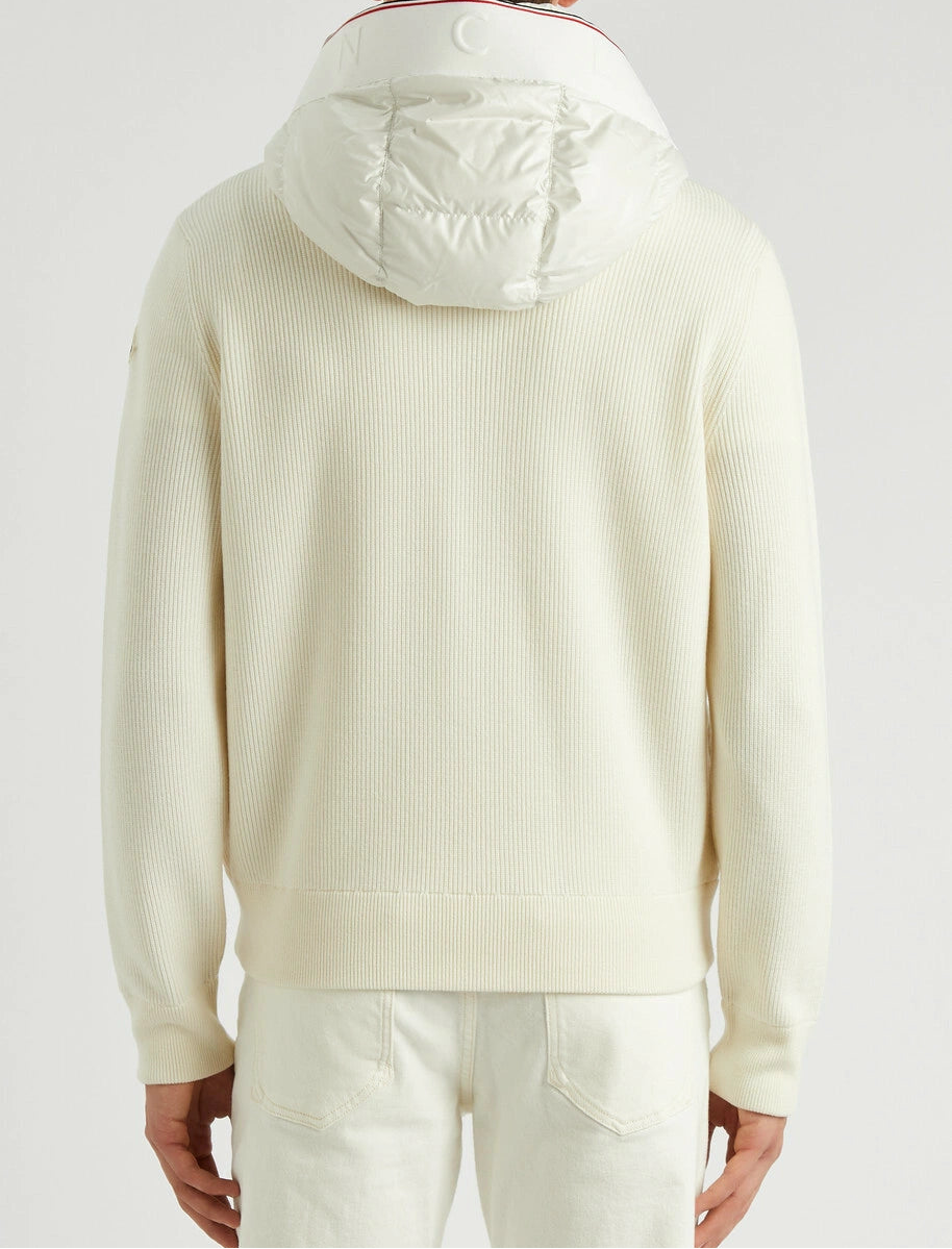 Moncler Paneled Down and Wool Jacket "White"