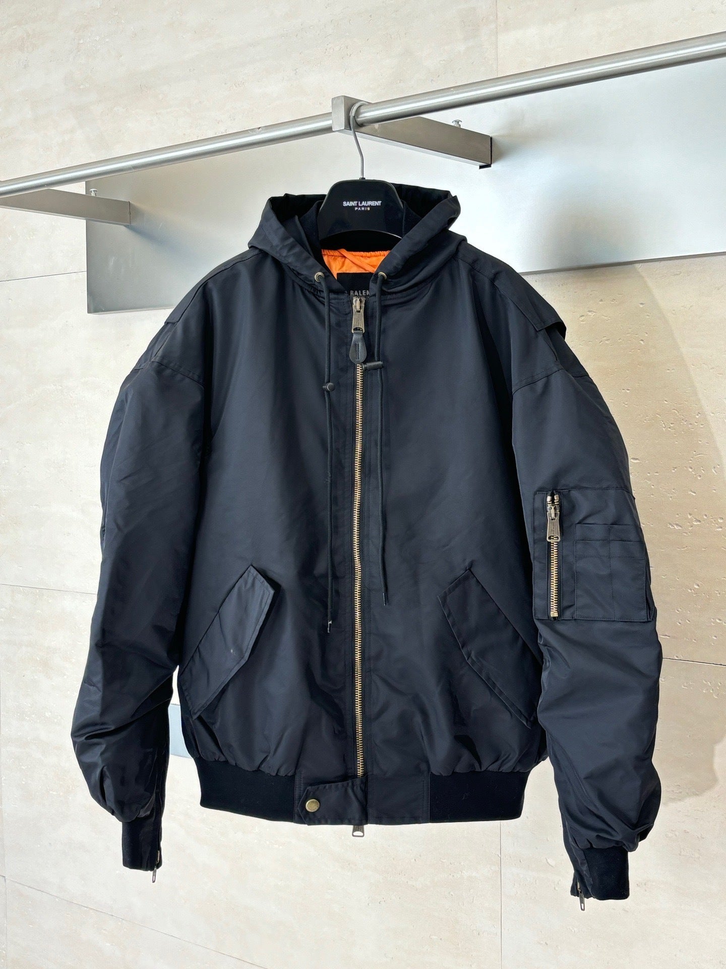 Balenciaga Tape Type Light Hooded Bomber "Black"