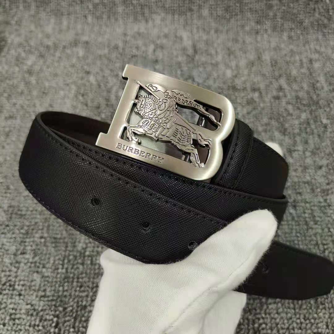 Burberry Leather Belt "Black-Silver"