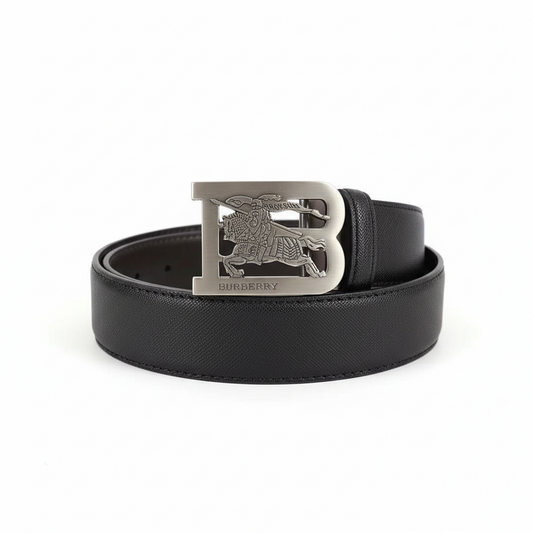 Burberry Leather Belt "Black-Silver"