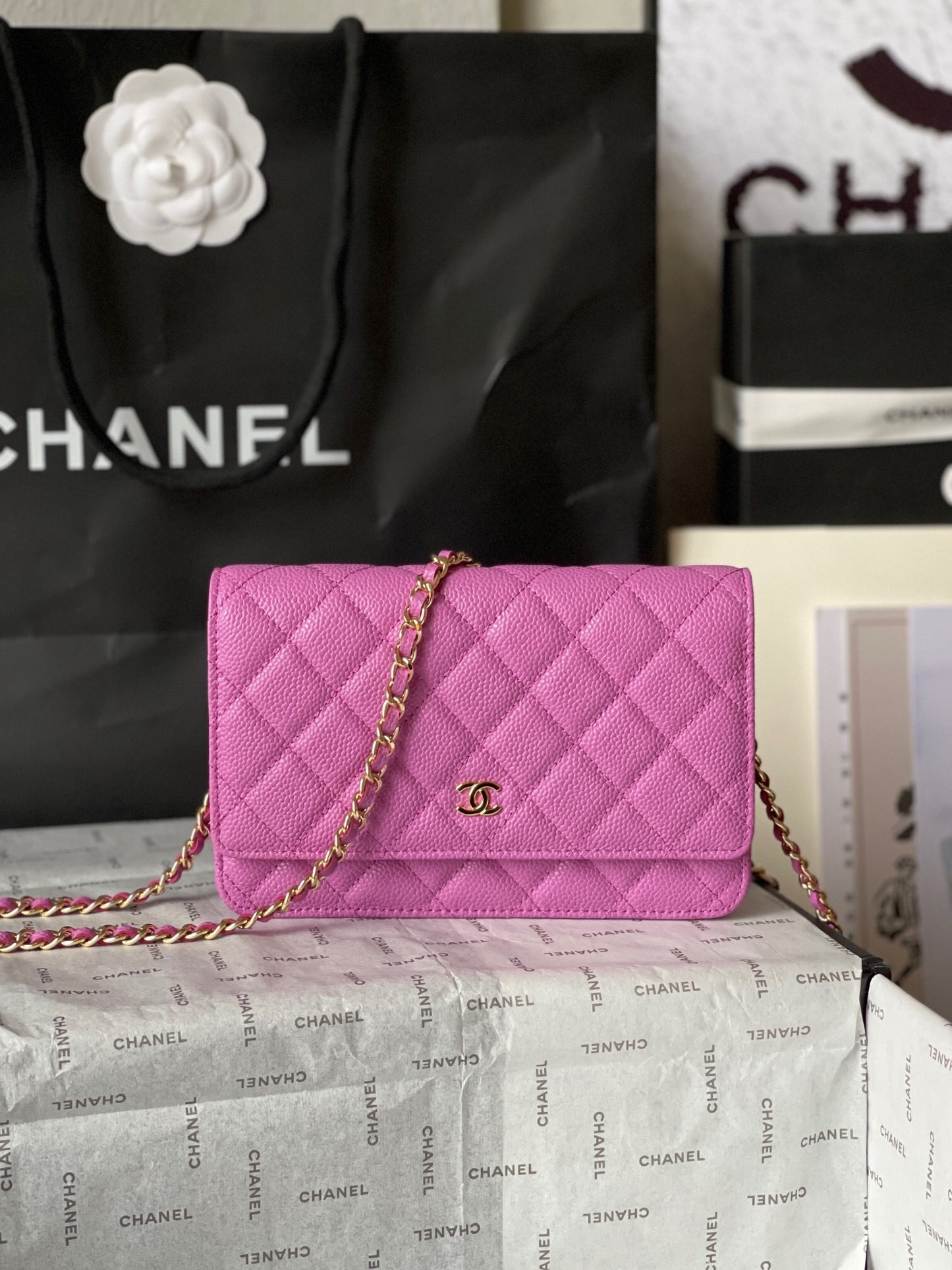 Chanel Quilted Caviar Leather Classic Wallet on Chain