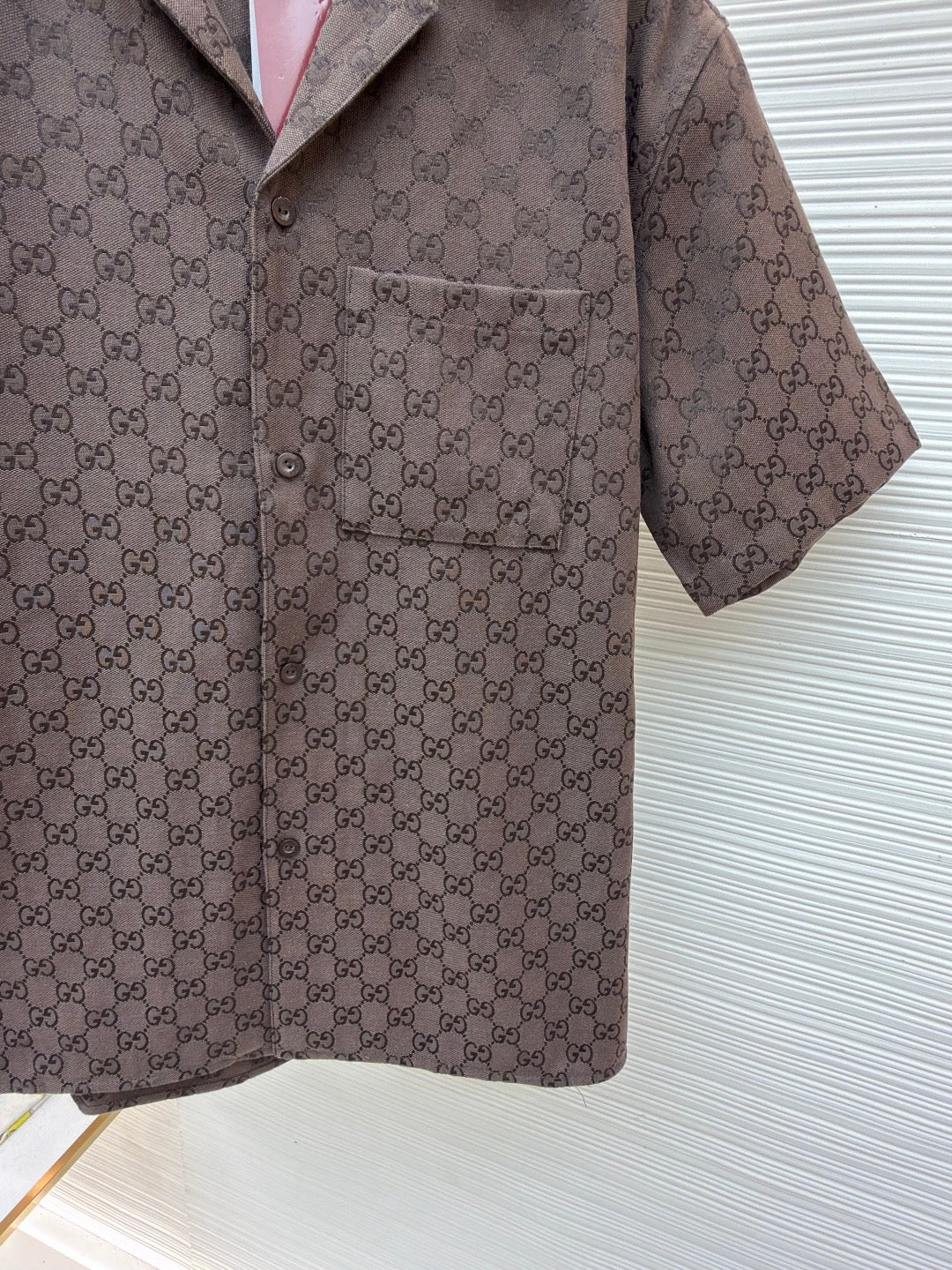 Gucci GG Canvas Linen Blend Bowling Shirt "Brown"