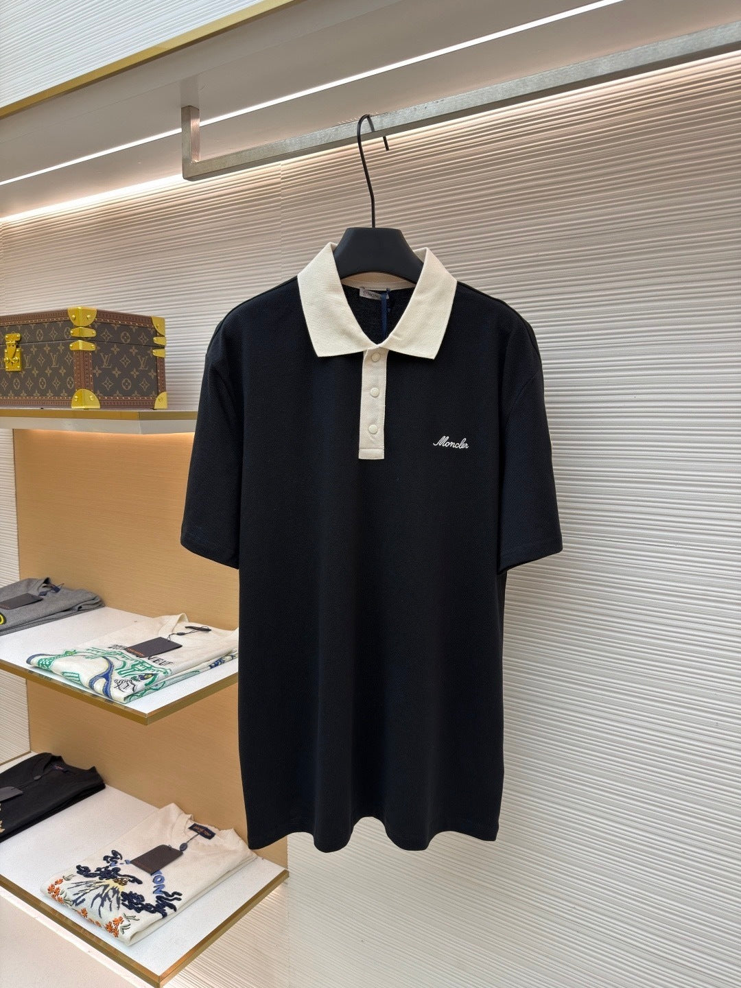 Moncler Embroidered Logo Piquet Polo T-Shirt "Black"