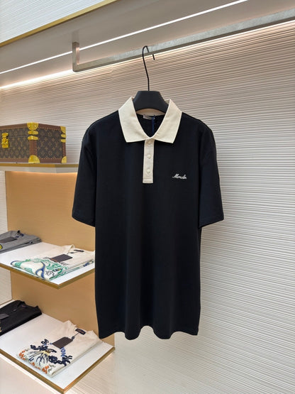 Moncler Embroidered Logo Piquet Polo T-Shirt "Black"