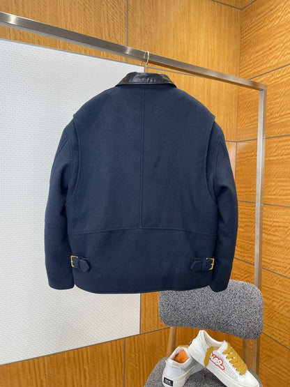Miu Miu Washed Wool Cloth Blouson Jacket "Navy"